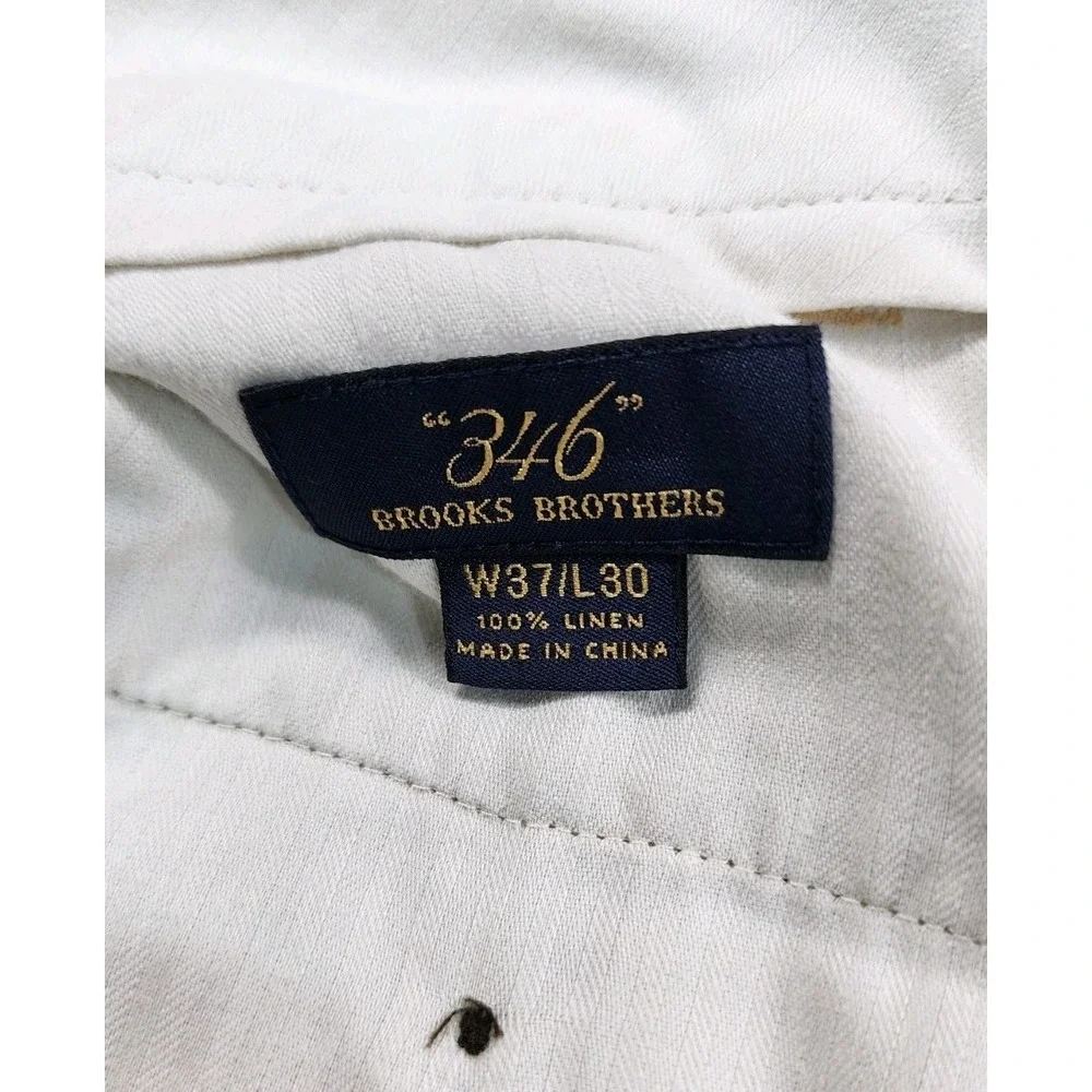 Brooks Brothers 346 MENS 37X30 Linen Pants Beige Dress Trousers Causal Preppy